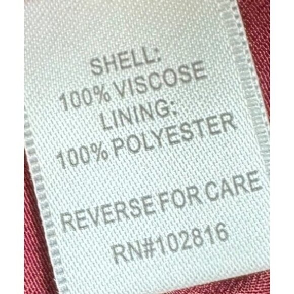 Garnet Hill Shirt Dress Women 10 Burgundy Paisley Knee Length 3/4 Sleeve Pockets - Picture 8 of 11